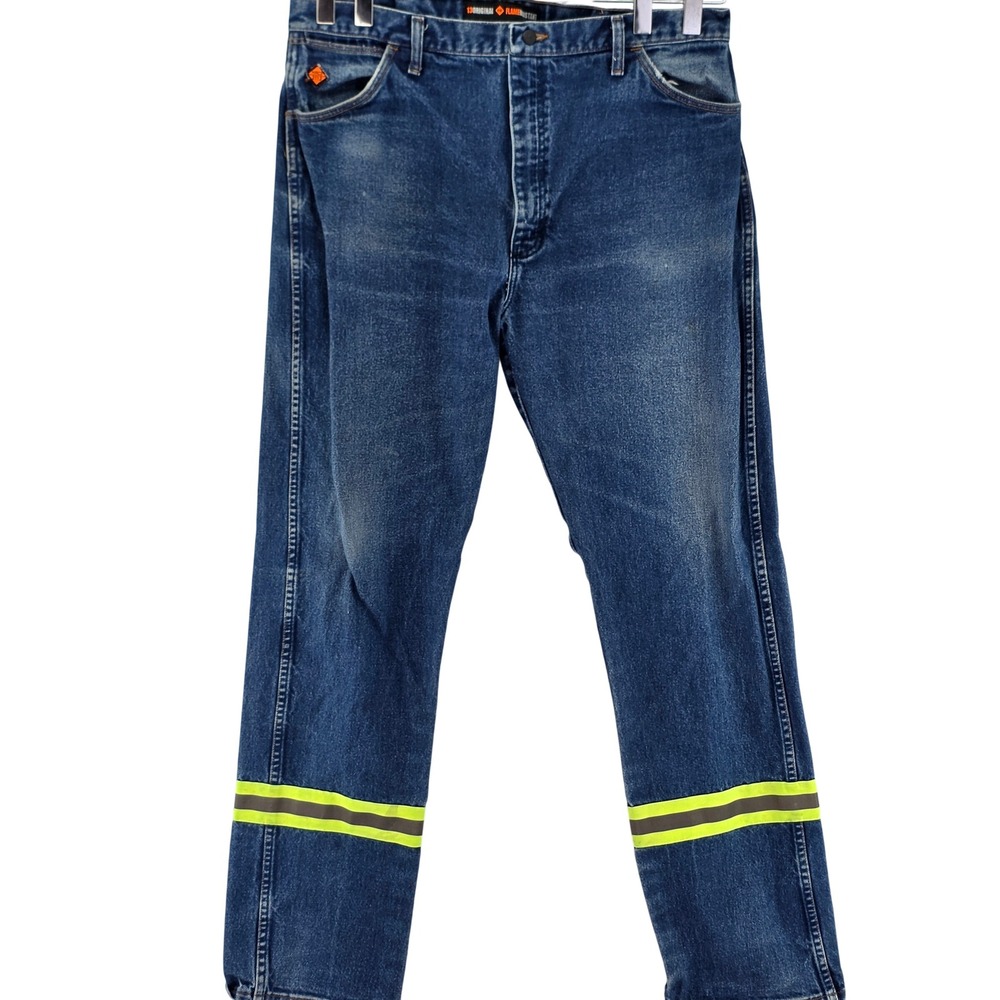 Wrangler Jeans Men 40x36 Blue FR13MWZ Flame Resistant Reflective Safety Workwear